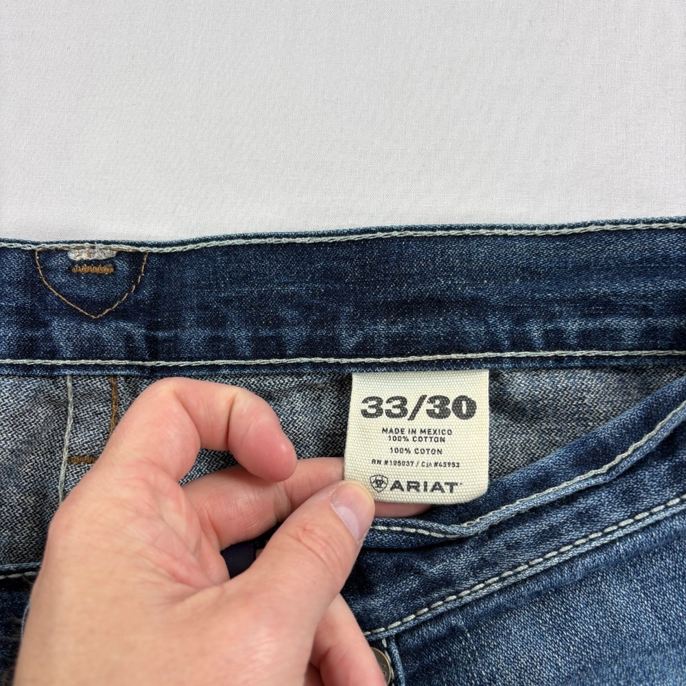 Ariat Jeans Mens 33x30 (Fits 34x30) Blue Bootcut Western Casual Workwear Denim - Picture 4 of 12